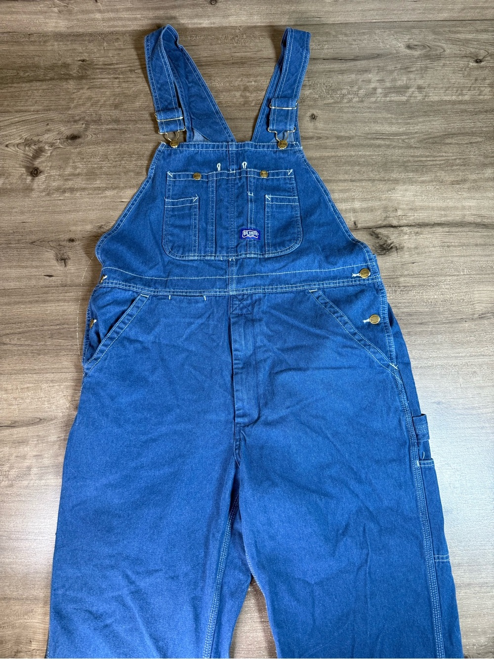 Big Smith Denim Bib Overalls Mens 36x32 Blue Carpenter Workwear 100% Cotton